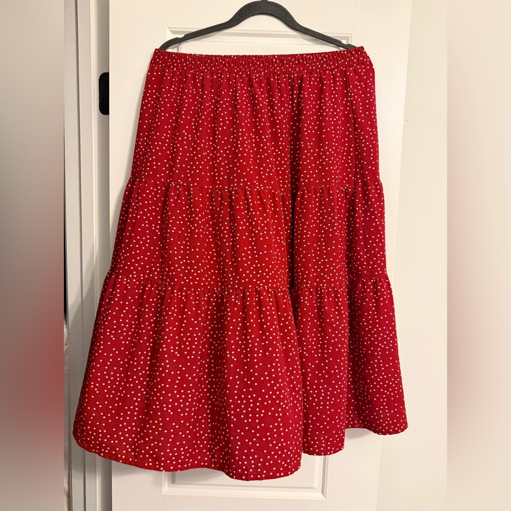 Chic Red A-Line Skirt with White Dots